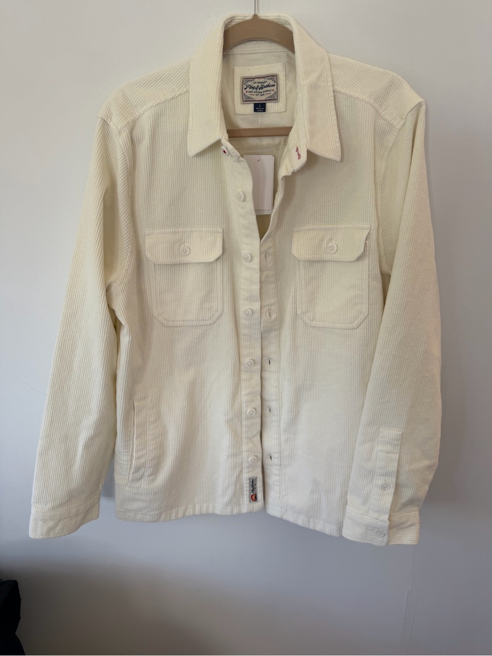 Flag & Anthem Cream Corduroy Shirt Jacket - Lightweight size large new